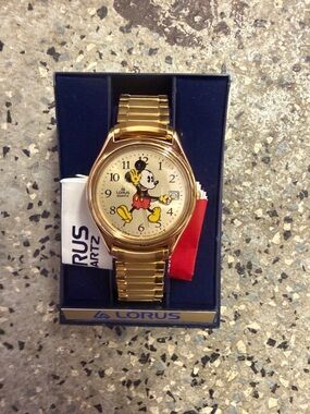 NIB Lorus Gold-tone Mickey Mouse Quartz Watch